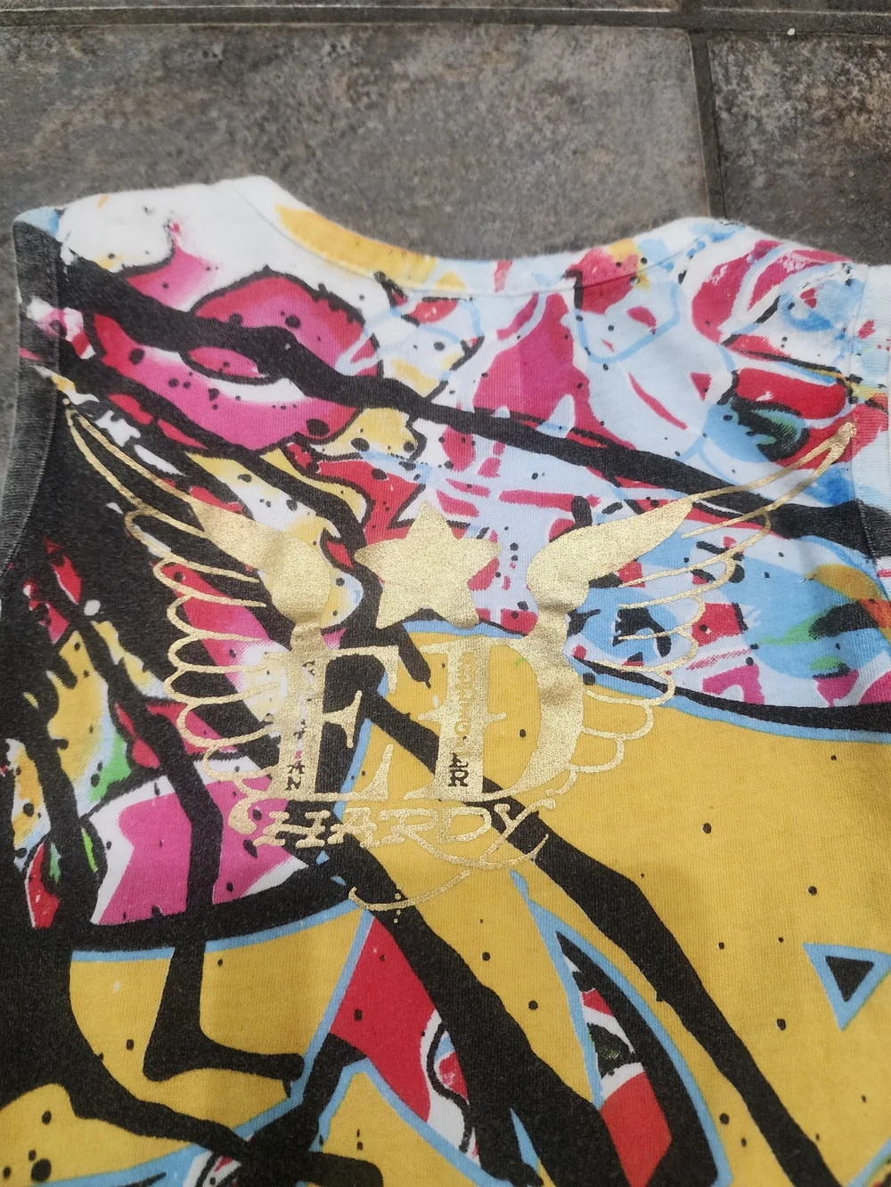 Vintage Y2K Ed Hardy Kids Size 3/6 Months Christian Audigier Graffiti Romper